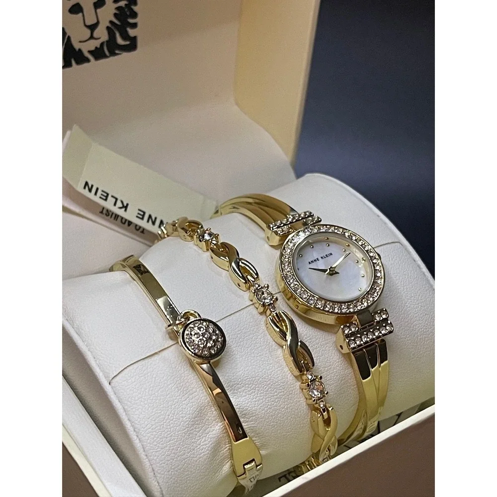 Anne‎ Klein Women's Gold-Tone Premium Crystal Model AK/1868GBST Set